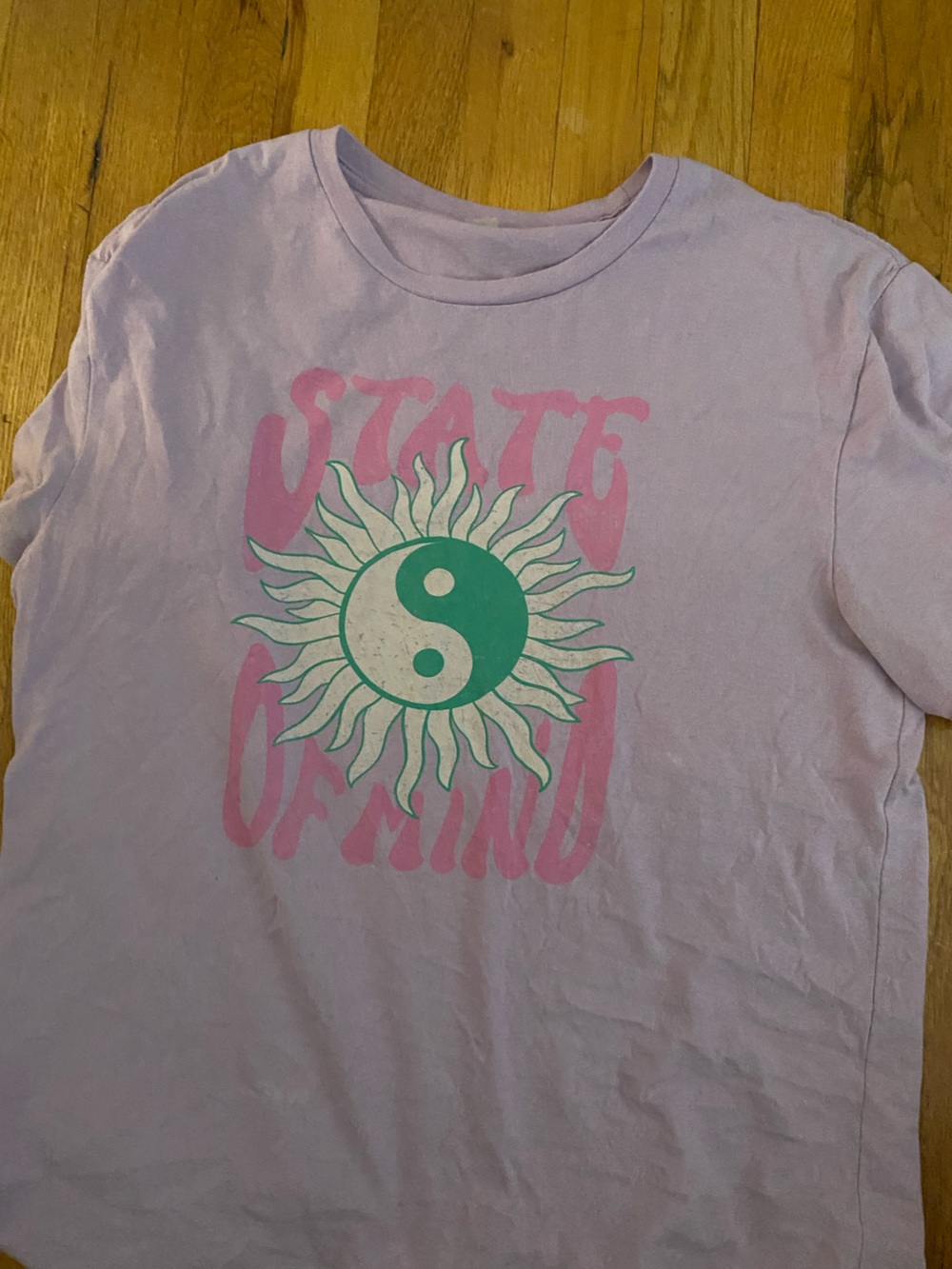 Women’s Lavender Graphic Tee with Pink & Teal Sun Yin-Yang